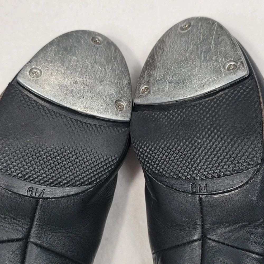 Bloch Tap Dancing Shoes Shockwave #2 Black Leather Lace Up Women's Size 6M